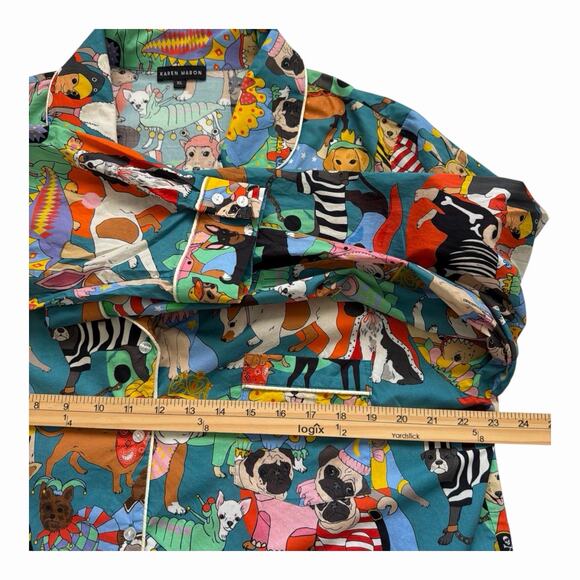 Karen Mabon Pajama Top Womens XL Fancy Dress Dogs Organic Cotton TOP ONLY - Picture 6 of 11